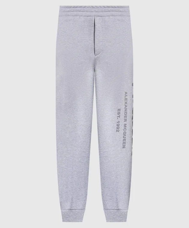 Alexander McQueen Gray joggers with graffiti logo print