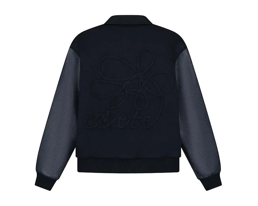 Arte Embroidered Flower Varsity Jacket