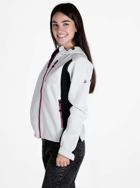 Athl Dpt Chaqueta de mujer impermeable bicolor con capucha e interior polar