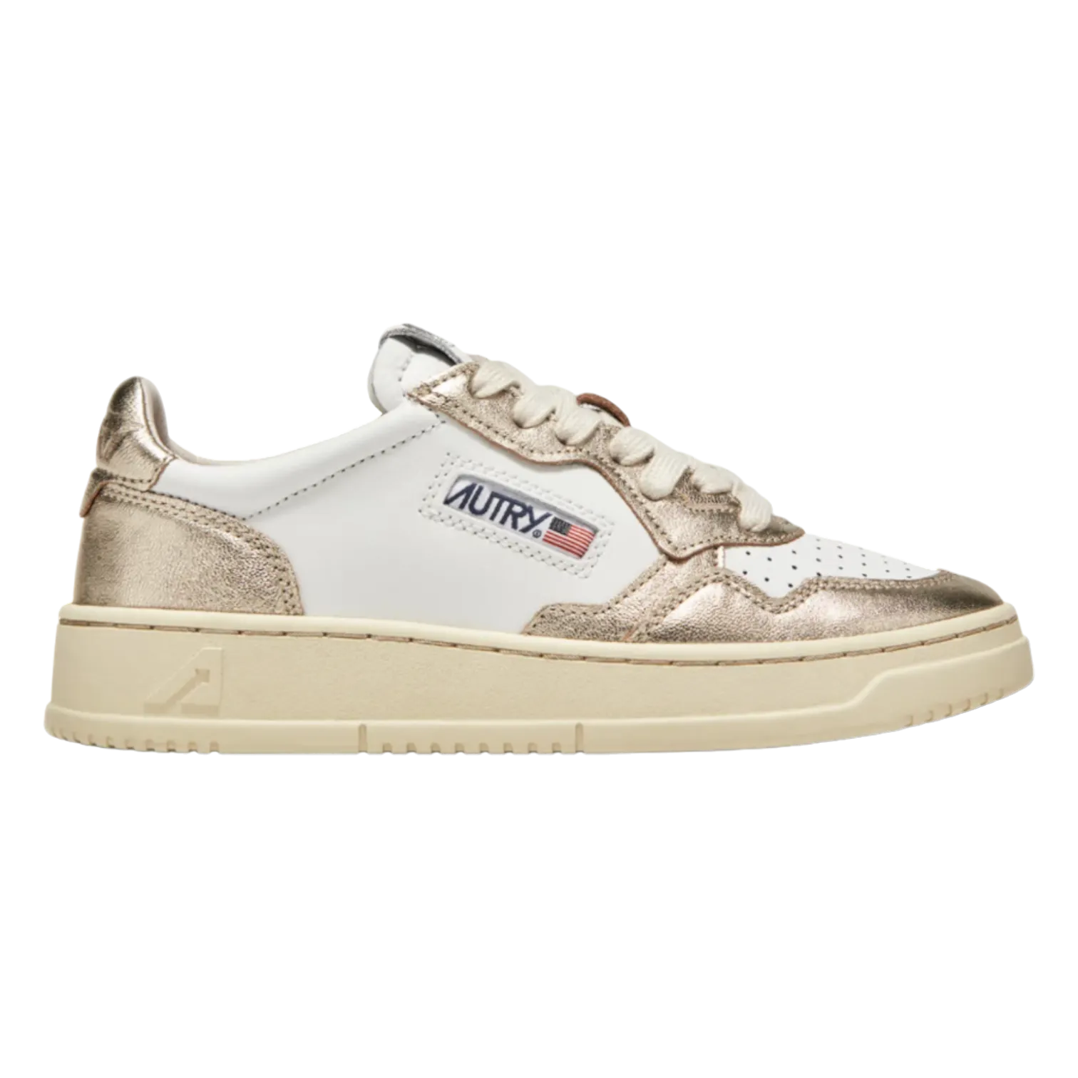 AUTRY Medalist Low Sneakers in Leather Bicolor White and Platinum for Women AULW-WB16