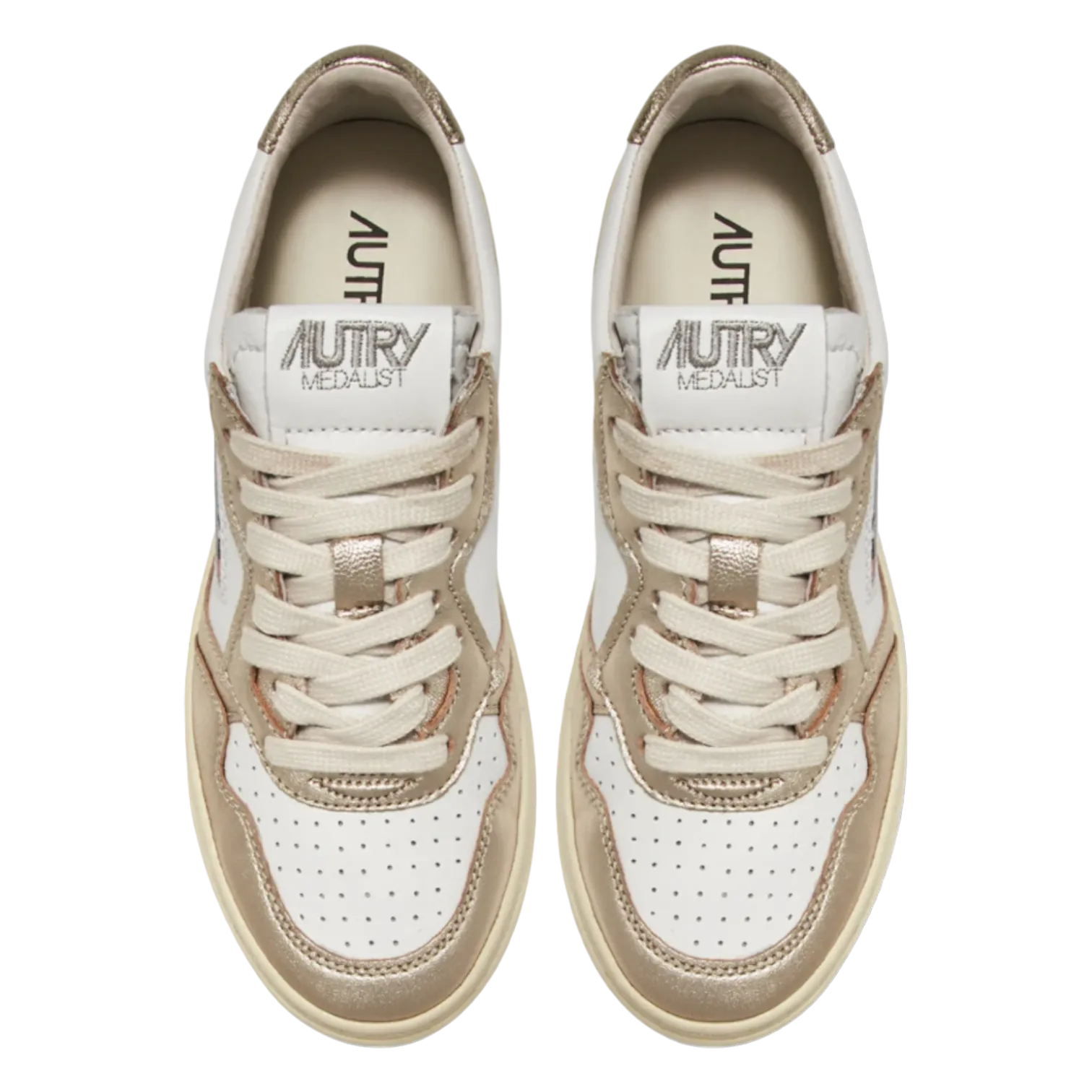 AUTRY Medalist Low Sneakers in Leather Bicolor White and Platinum for Women AULW-WB16