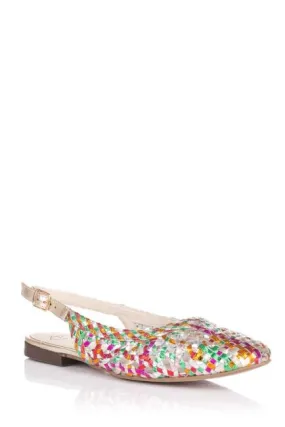 Bailarina trenzada multicolor - Piel