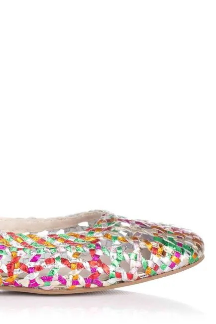 Bailarina trenzada multicolor - Piel