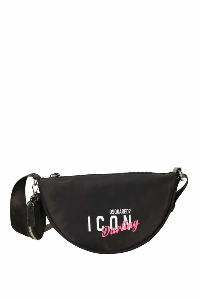 Bolso bandolera negro con logo 