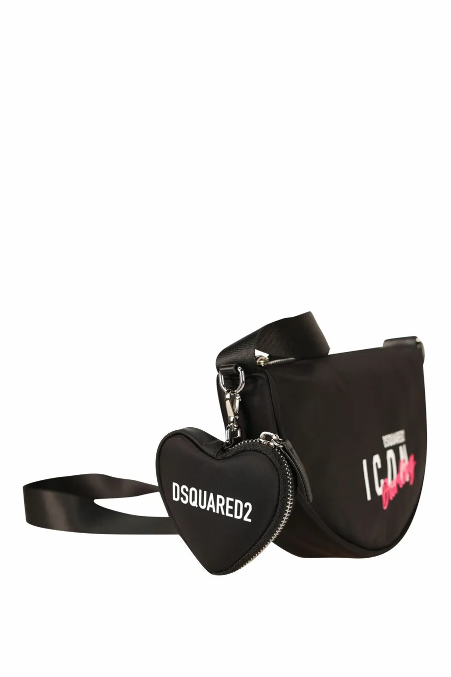 Bolso bandolera negro con logo 