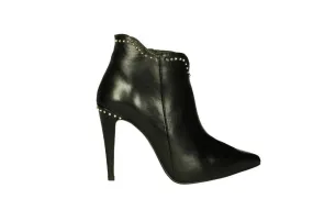 Botin Piel Negro Cremallera Borde Tachas