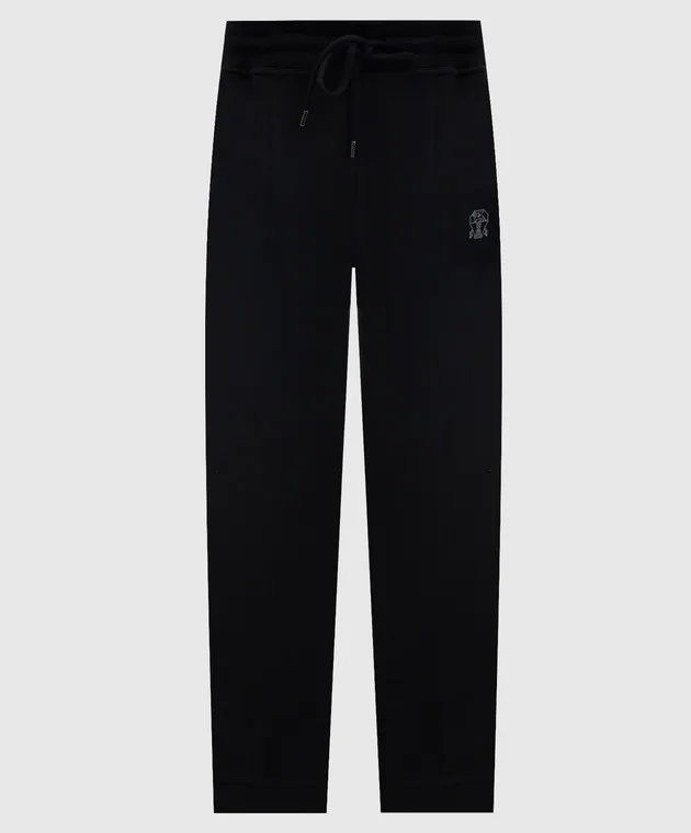 Brunello Cucinelli Black cashmere joggers with logo patch