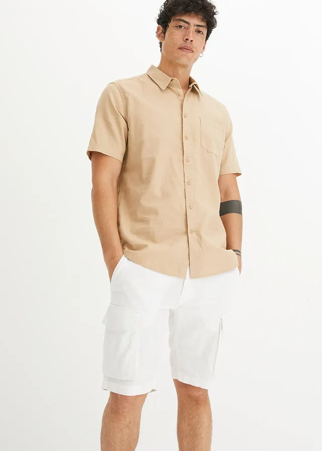 Camisa de manga corta Beige pardo