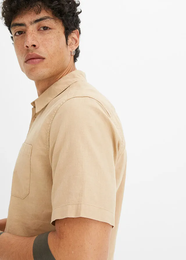 Camisa de manga corta Beige pardo