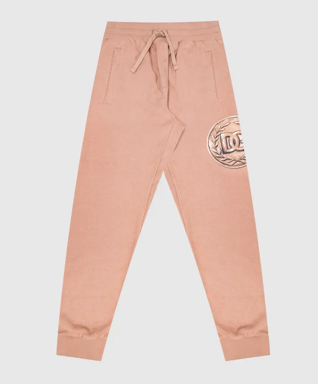 Dolce&Gabbana Beige joggers with a coin print