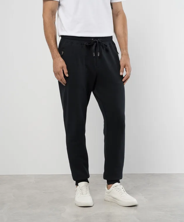 Dolce&Gabbana Blue joggers with metallic logo