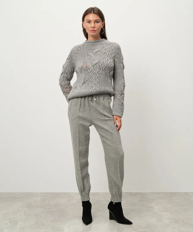 Ermanno Scervino Gray melange joggers with wool