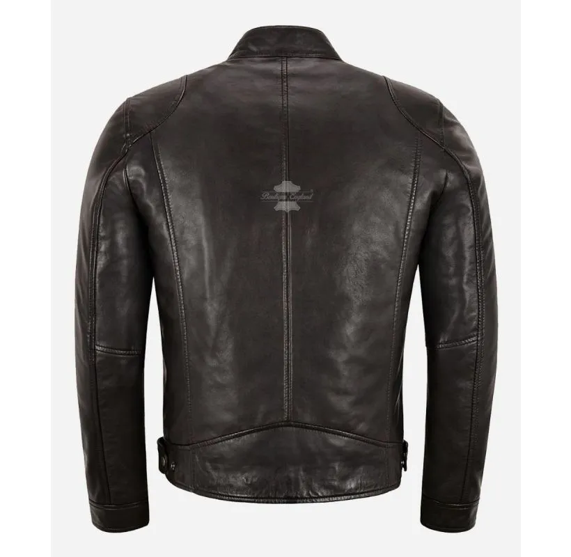 ROAM BROWN MEN'S LEATHER JACKET CLASSIC LAMBSKIN LEATHER JACKET