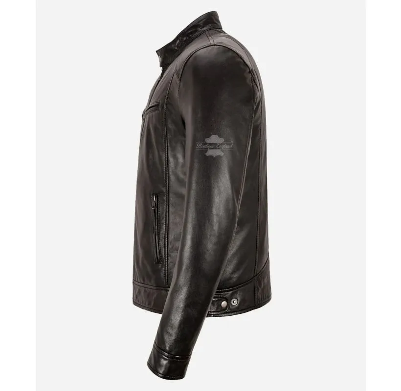 ROAM BROWN MEN'S LEATHER JACKET CLASSIC LAMBSKIN LEATHER JACKET