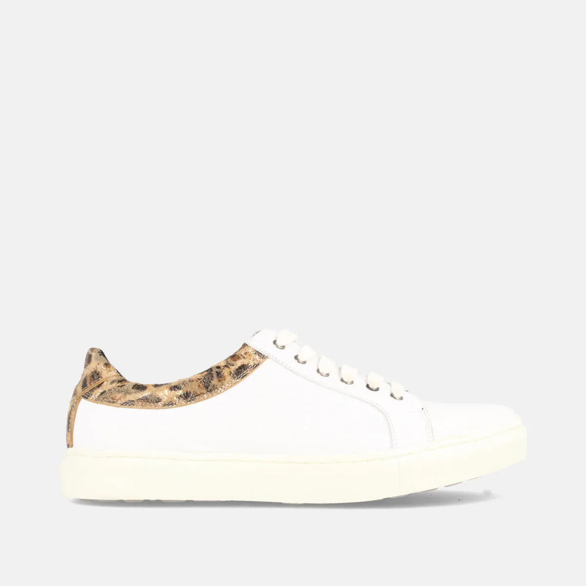 SNEAKERS PARA MUJER EN PIEL COLOR BLANCO CON ANIMAL PRINT