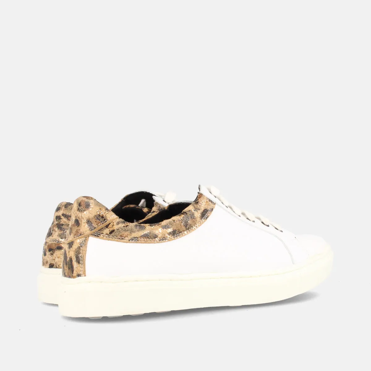 SNEAKERS PARA MUJER EN PIEL COLOR BLANCO CON ANIMAL PRINT