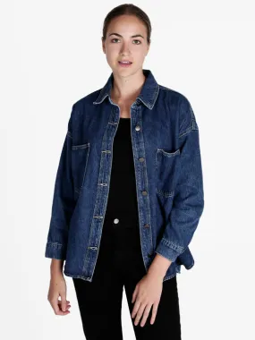 Solada Chaqueta camisera vaquera oversize de mujer