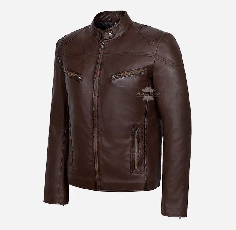 SPEED Men's Biker Leather Jacket 100% Real Leather Biker Jacket