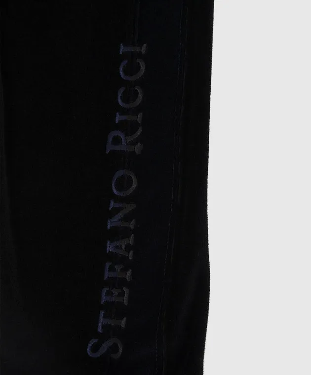 Stefano Ricci Kids velor joggers with logo embroidery