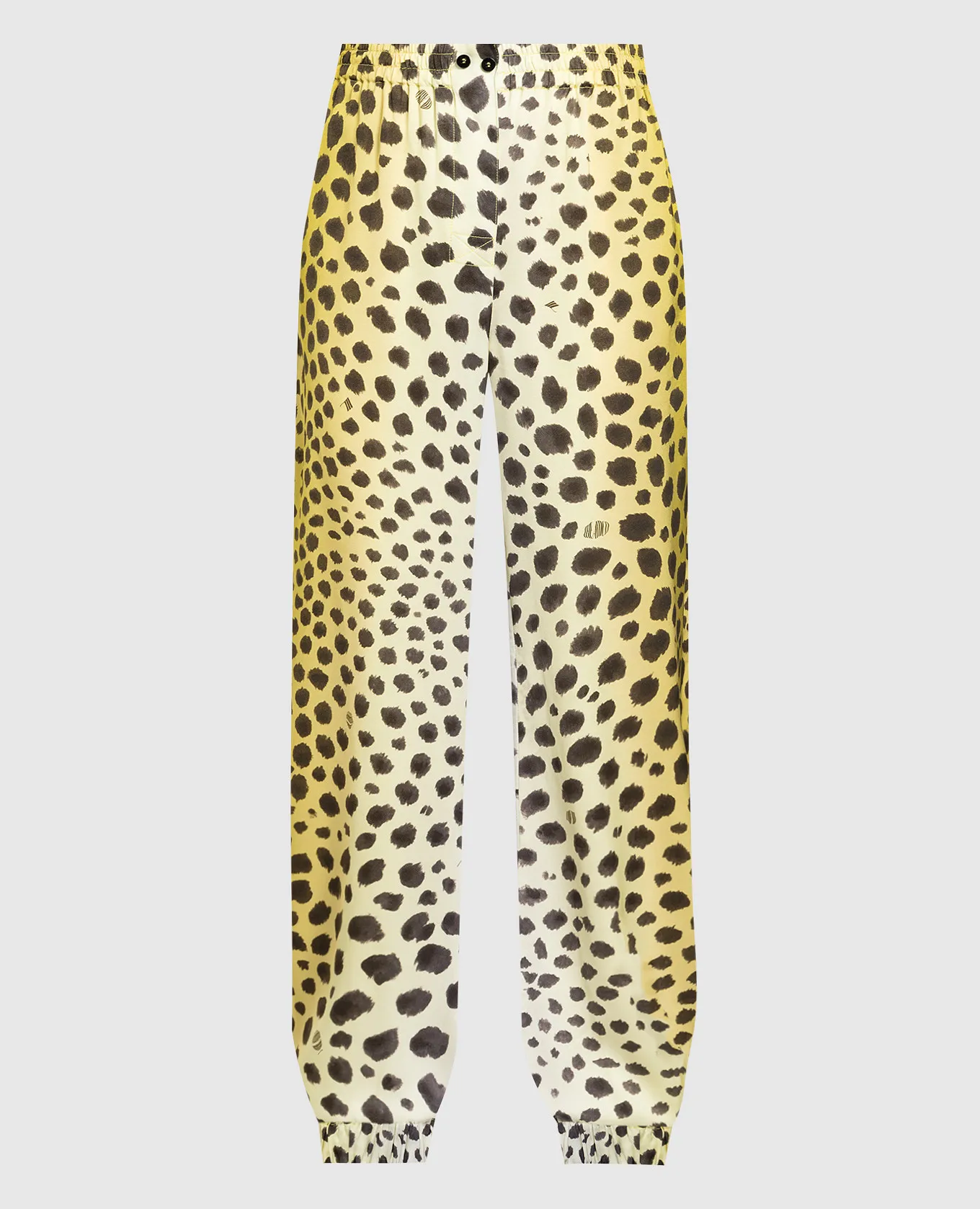 The Attico Yellow joggers in a leopard pattern