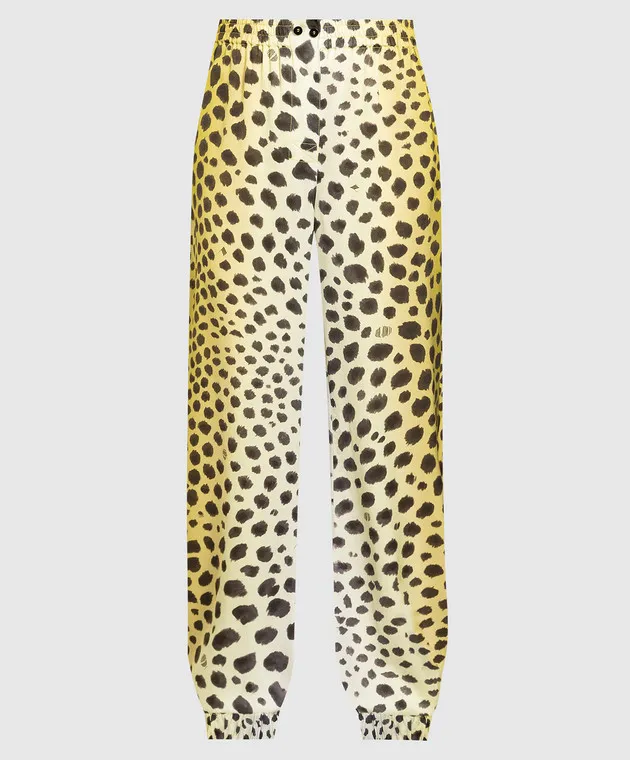 The Attico Yellow joggers in a leopard pattern