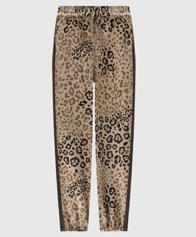 Twinset Beige joggers in a leopard pattern