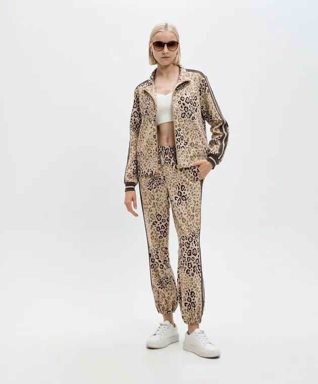 Twinset Beige joggers in a leopard pattern