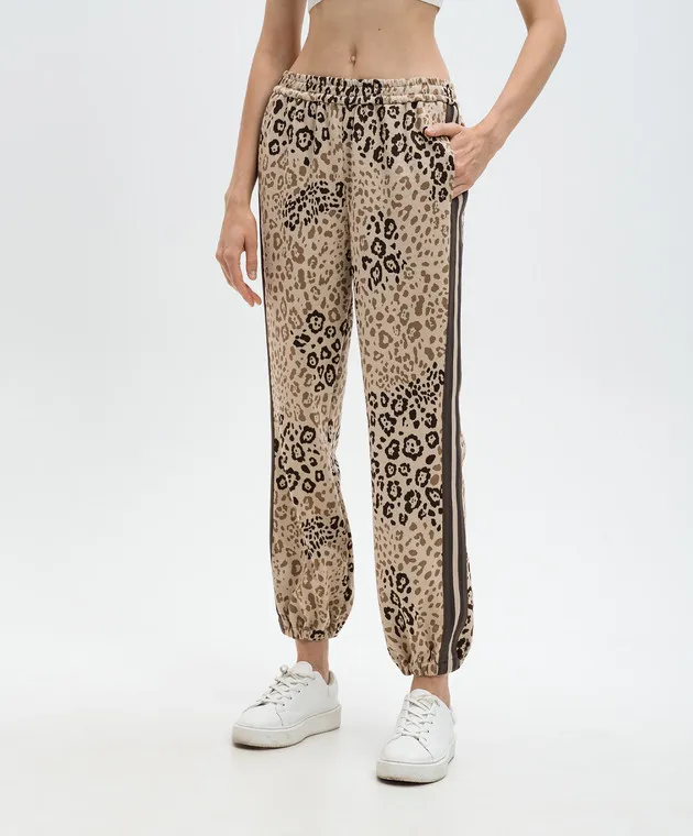 Twinset Beige joggers in a leopard pattern