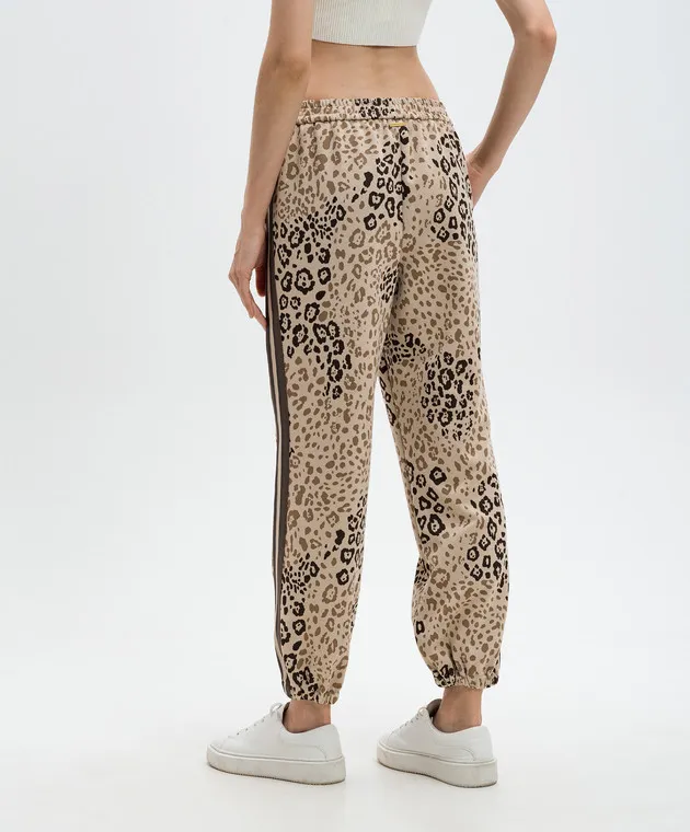 Twinset Beige joggers in a leopard pattern