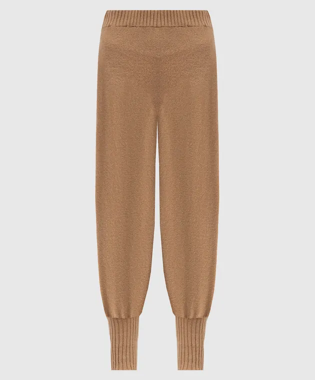 Twinset Brown wool and cashmere joggers with lurex