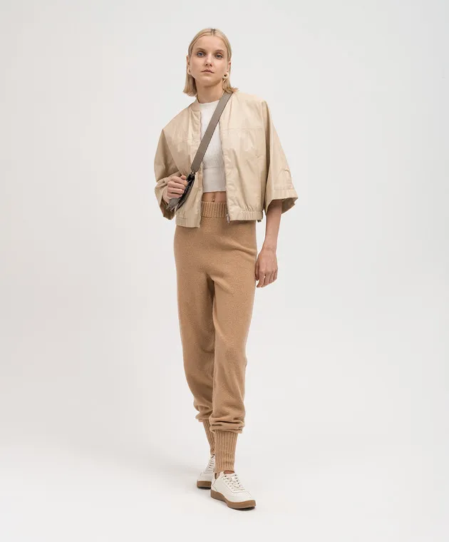 Twinset Brown wool and cashmere joggers with lurex