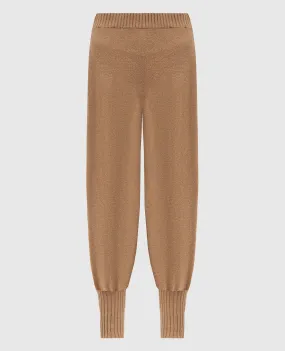 Twinset Brown wool and cashmere joggers with lurex