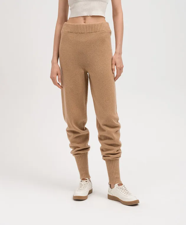 Twinset Brown wool and cashmere joggers with lurex