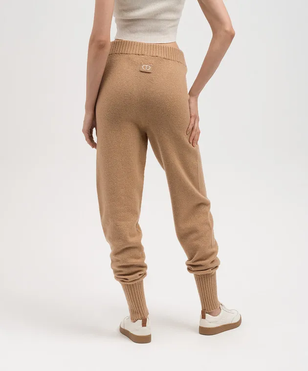 Twinset Brown wool and cashmere joggers with lurex