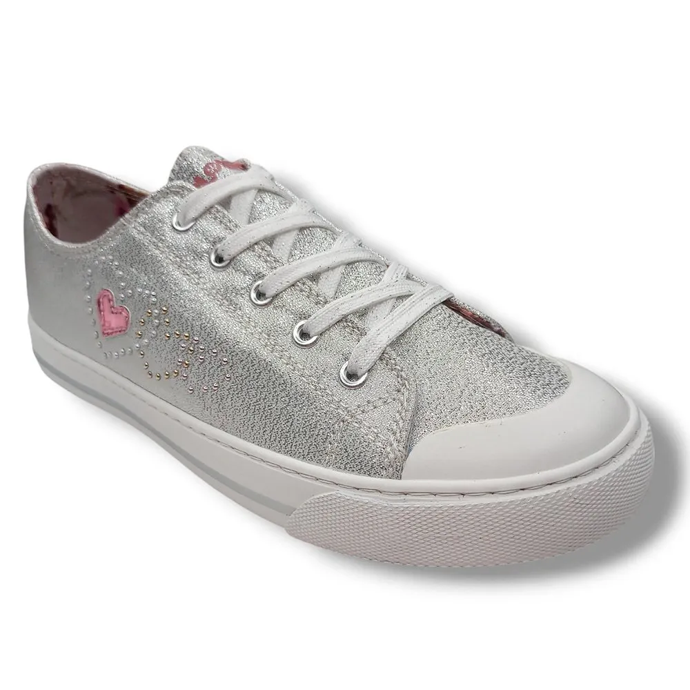 Zapatilla Lona Sneakers Pablosky 968750 GLITER PLATA CORDONETS