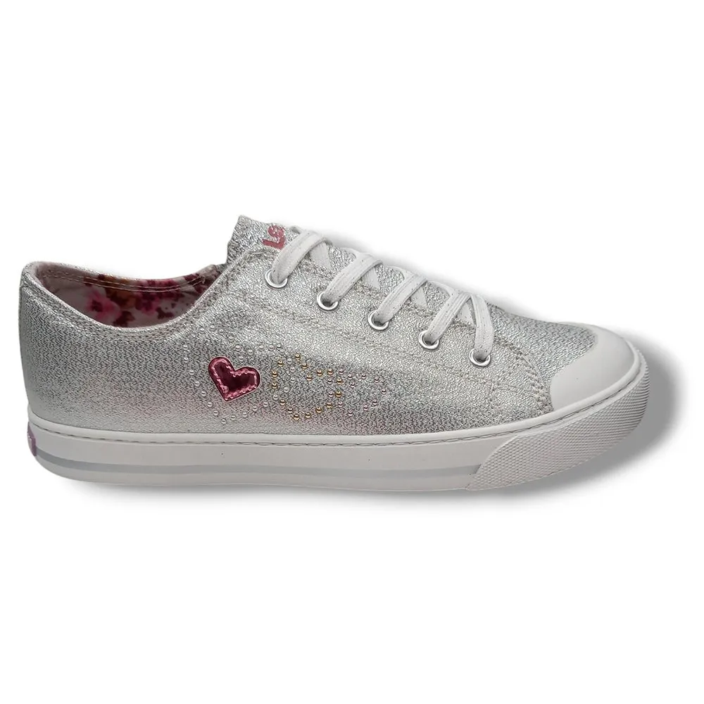 Zapatilla Lona Sneakers Pablosky 968750 GLITER PLATA CORDONETS