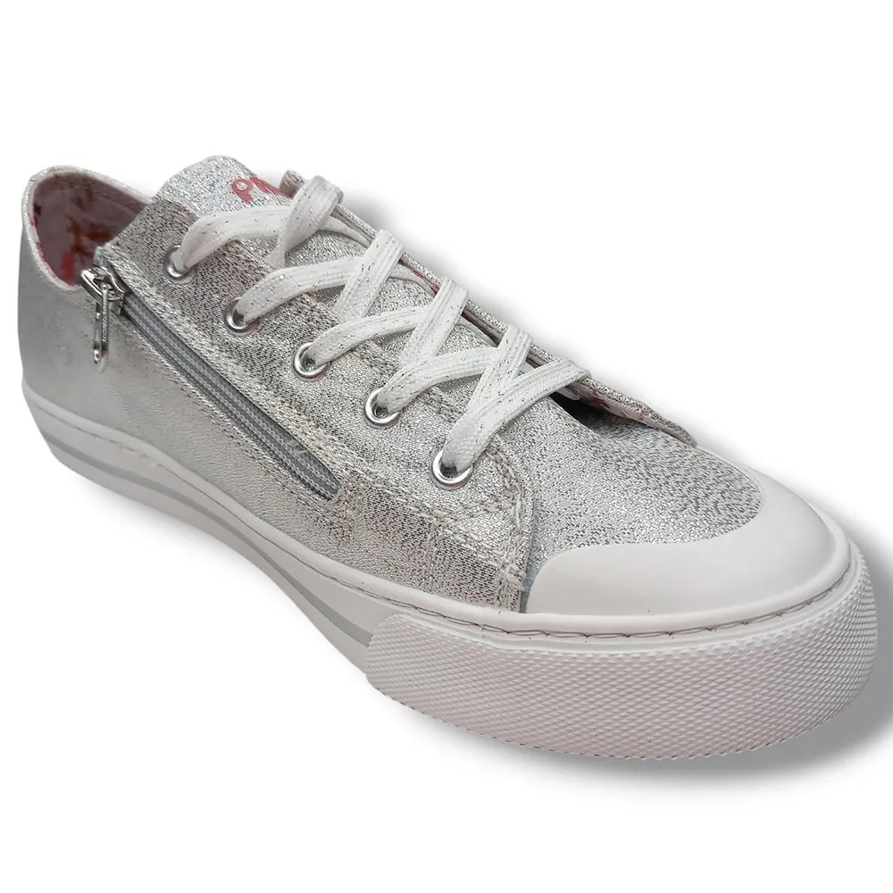 Zapatilla Lona Sneakers Pablosky 968750 GLITER PLATA CORDONETS