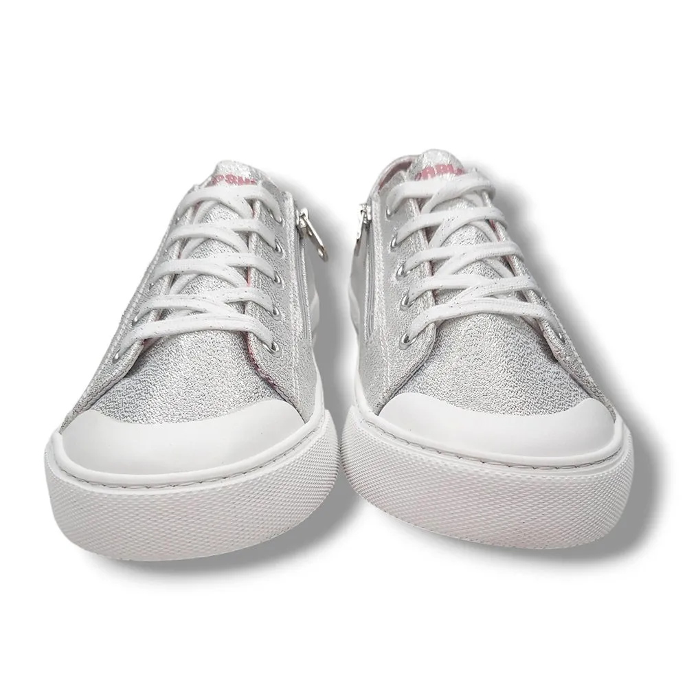 Zapatilla Lona Sneakers Pablosky 968750 GLITER PLATA CORDONETS